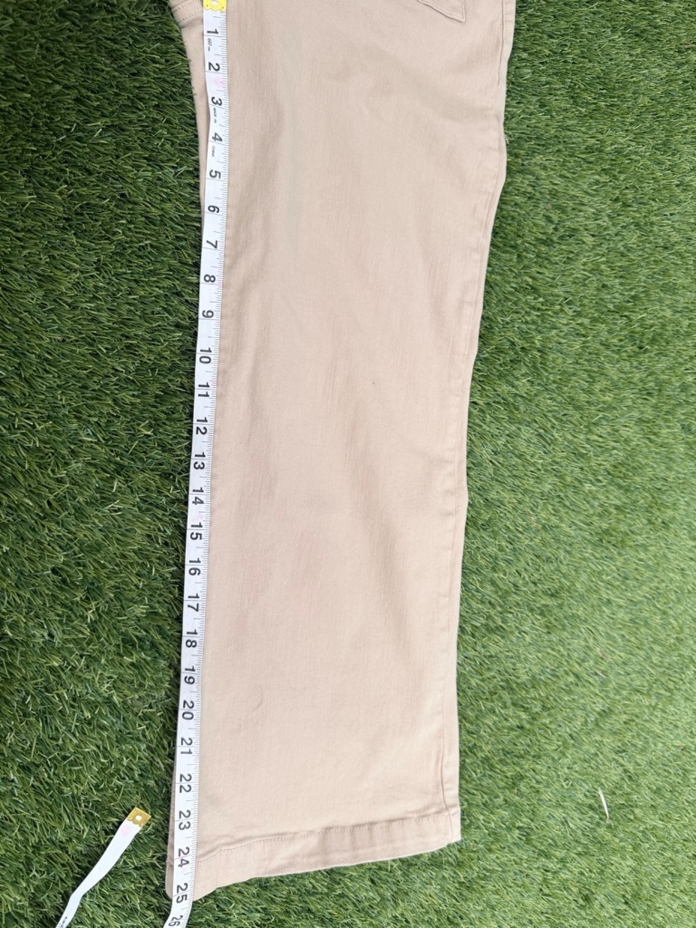 Shop Avara Boutique Tan Cropped Wide Leg Jeans with Patch Pockets - Picture 7 of 10